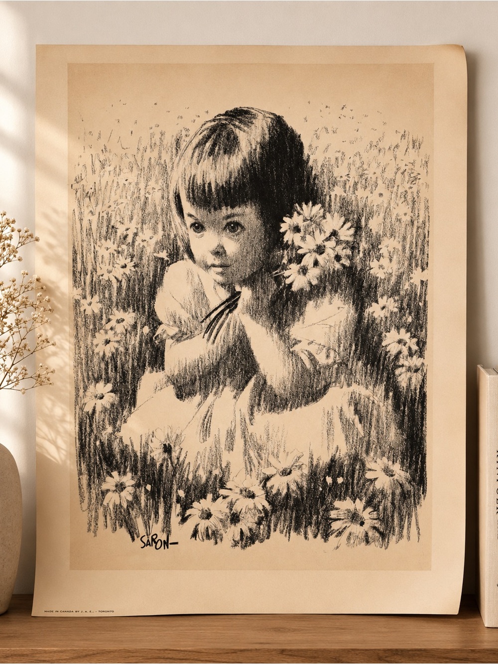Vintage Black and White Child Portrait Art Print